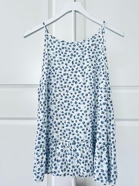 Women’s Arizona Jean Co Spaghetti Strap White & Blue Floral Top Size 0X